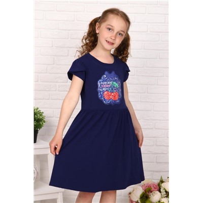 Платье Приветик короткий рукав детское (Темно-синий)
