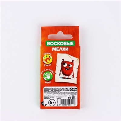 Мелки восковые 6 цветов в коробке «БукиБяки»