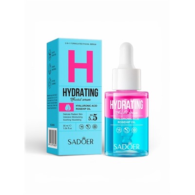 Увлажняющая сыворотка для лица Sadoer с гиалуроновой кислотой, экстракт шиповника, 30 мл