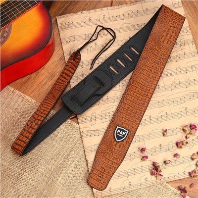 Ремень гитарный Music Life, кожаный, длина 150 см, крокодил