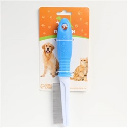 Расчёска «Комфорт» с частыми зубьями, нескользящая ручка, 21×3.5 см, голубая