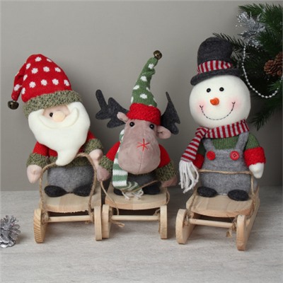 Новогоднее украшение на санях 33х22 см / HZ004 /уп 48/