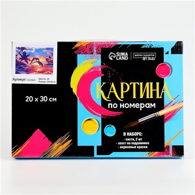 Картина по номерам на холсте с подрамником «Игра дельфинов» 20×30 см
