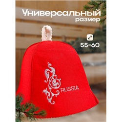 Шапка для бани и сауны Russia, полиэфир 70%, шерсть 30%, «Добропаровъ»