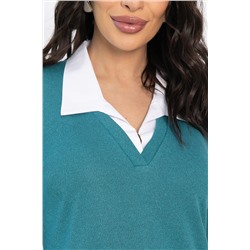 Платье с воротничком Деловой стиль (бирюзовое) П14558-12М