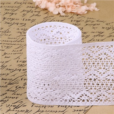 Кружево вязаное, 115 мм × 10 ± 1 м, цвет белый