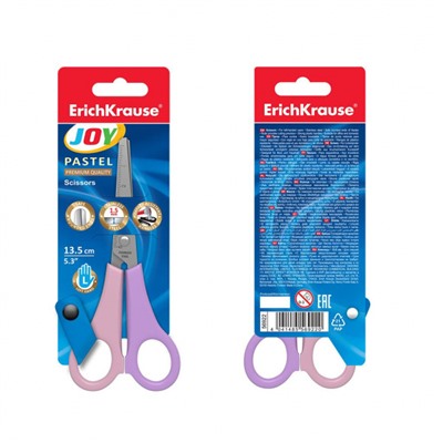 Ножницы детские для ЛЕВШЕЙ 135 мм Joy Pastel в блистере 56922 ErichKrause