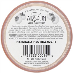 Airspun, Рассыпчатая пудра для лица, оттенок «Естественный нейтральный» 070-11, 65 г