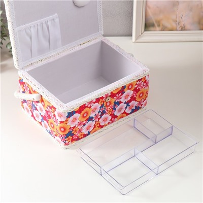 Шкатулка для рукоделия и шитья «Японский сад», хранение ниток, иголок, мелочи, 19×26×14.5 см