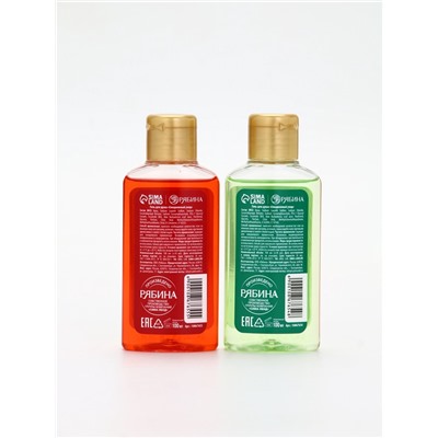 Подарочный набор новогодний: гель для душа 2 шт. х100 мл, мочалка для тела, аромат яблоко и глинтвейн, URAL LAB