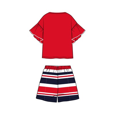 Комплект трикотажный для девочек: фуфайка (футболка), шорты