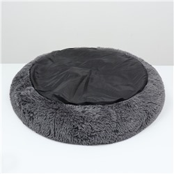 Лежанка для собак и кошек, длинный мех, 45×35×11 см, серая