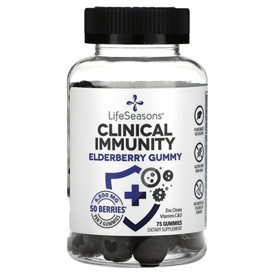 LifeSeasons, Clinical Immunity Elderberry Gummy, 6,500 mg , 75 Gummies