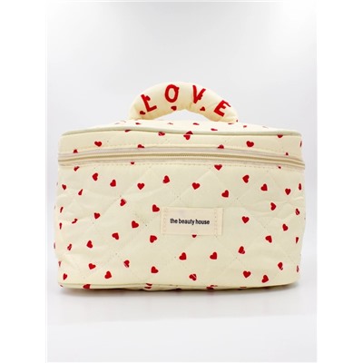 “‣”  COSMETIC BAG - КОСМЕТИЧКА ТКАНЕВАЯ "LOVE" В КРАСНОЙ ГАММЕ