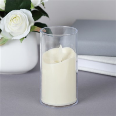 Свеча светодиодная подвижный фитиль в подсвечнике 10 см / VFR-22 /уп 12/360/