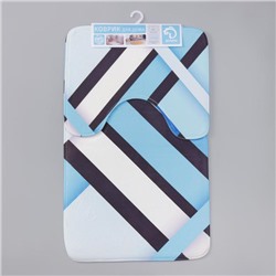 Набор ковриков для ванной и туалета Доляна «Полосатый», 2 шт.: 40×50, 50×80 см