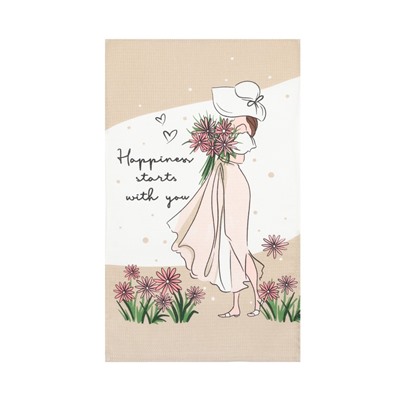 Набор кухонных полотенец Доляна Happiness, 35×60 см -4 шт., 100% хлопок, вафля 160 г/м²