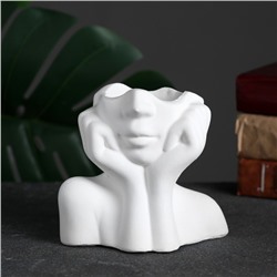 Фигурное кашпо для цветов «Майя», 90 мл, 13.5×9 см, гипс, белое