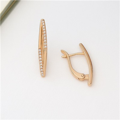 Серьги ювелирная бижутерия коллекция "Дубай" покрытие позолота, вставка: цирконы, цвет: прозрачный, арт.007.200