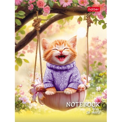 Записная книжка А6  24л клетка "Маленькие ушки" глянц.лам (091640) Хатбер