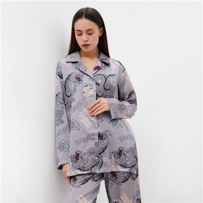Пижама женская (рубашка, брюки) KAFTAN «Дракон», размер 48-50, серая