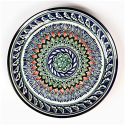 Ляган узбекский Риштанская Керамика «Орнамент», d=36 см, синий