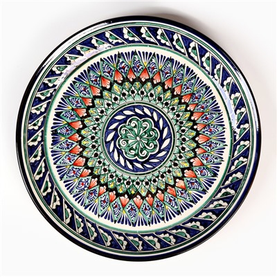 Ляган узбекский Риштанская Керамика «Орнамент», d=36 см, синий