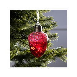 Ёлочный шар «Жёлудь красный», 12×7 см, 4 LED, от батареек, свечение тёплое белое