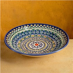 Ляган узбекский Риштанская Керамика «Узоры», d=33 см, глубокий, синий