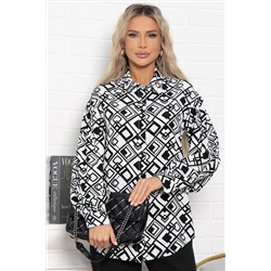 Блуза хлопковая Танец линий (черно-белая) Б14856-14М
