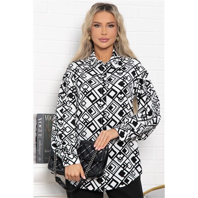 Блуза хлопковая Танец линий (черно-белая) Б14856-14М
