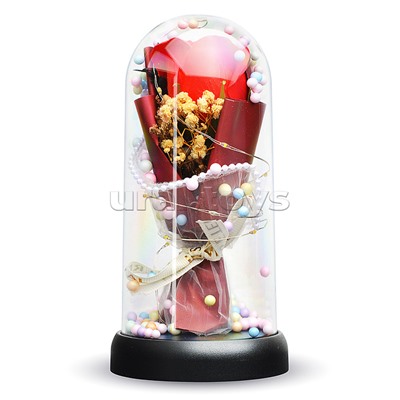 Светильник "Необыкновенная роза" в коробке (красный)