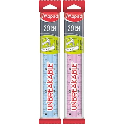 Линейка пластиковая 20 см STUDY UNBREAKABLE суперпрочная 245410 с подвесом Maped