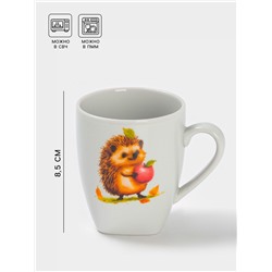 Кружка детская Дулевский фарфор «Ёжик», 210 мл, белая