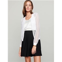 Жакеты CONTE LJ 1133 Белый фактурный бомбер в сеточку на молнии