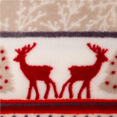 Плед новогодний, 150×200 см, корал-флис, красный