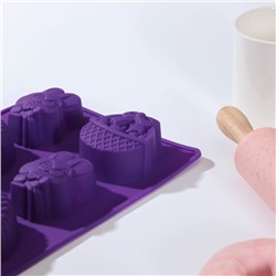 Форма для выпечки Доляна «Пасха», силикон, 29×17 см, 8 ячеек (6.5×5.2 см), МИКС