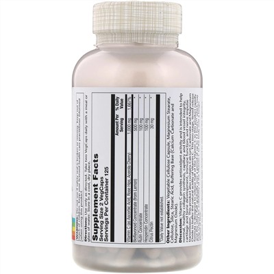 Solaray, Super Bio Vitamin C, витамин C медленного высвобождения, 250 вегетарианских капсул