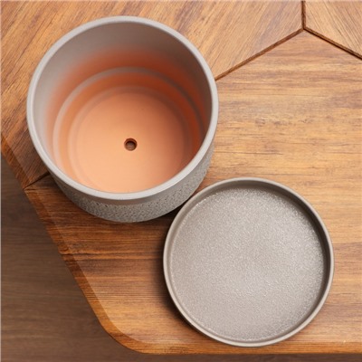 Горшок для цветов «Брюссель», 4.2 л, d=20.2 см, h=18.5 см, керамический, с поддоном, серый