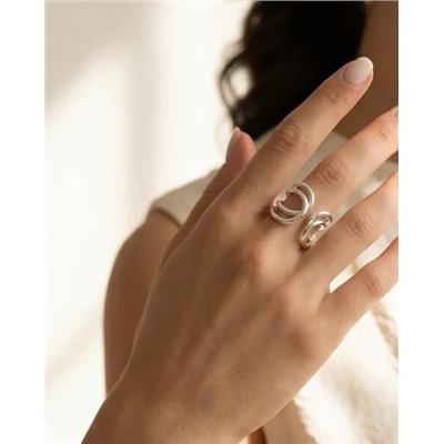 Кольцо с белым серебрением