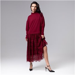 Платье комбинированное с кружевом, История в кружевах (бордо)