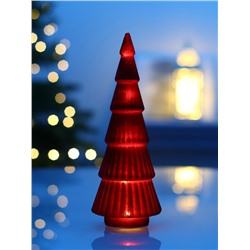 Фигура светодиодная «Ёлка красная бархатная», 5 LED, 23 см, от батареек AG13×3, свечение тёплое белое