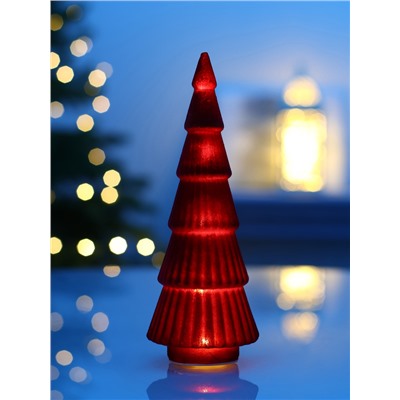 Фигура светодиодная «Ёлка красная бархатная», 5 LED, 23 см, от батареек AG13×3, свечение тёплое белое
