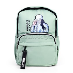Рюкзак "Urban Style" подростковый 42x31x20 см (18 л) 500 г, нейлоновый, подклад, 1 отделение, 1 передний карман на молнии, 2 боковых кармана, 1 потайной карман анти-вор в спинке, уплотненная спинка и лямки, бегунок из репсовой ленты с печатью на переднем