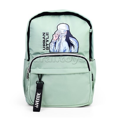 Рюкзак "Urban Style" подростковый 42x31x20 см (18 л) 500 г, нейлоновый, подклад, 1 отделение, 1 передний карман на молнии, 2 боковых кармана, 1 потайной карман анти-вор в спинке, уплотненная спинка и лямки, бегунок из репсовой ленты с печатью на переднем