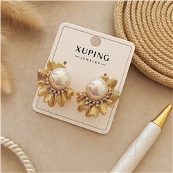 Серьги коллекция "Xuping" покрытие позолота, вставка: искусственный жемчуг и фианиты, арт.004.058