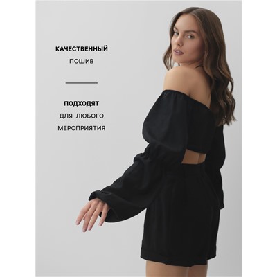 Кроп-топ с длинными рукавами MIST, черный, р-р XS