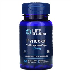 Life Extension, пиридоксаль 5'-фосфат в капсулах, 100 мг, 60 вегетарианских капсул