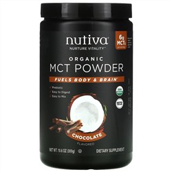 Nutiva, Органические среднецепочечные триглицериды (MCT) в виде порошка, со вкусом шоколада, 300 г (10,6 унции)