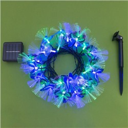 Гирлянда «Нить», 4.5 м, уличная, с насадками «Бабочка», IP44, 30 LED, 2 режима, солнечная батарея, тёмная нить, свечение синее/зелёное